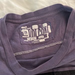 Volcom Purple Black Cream Striped T-Shirt